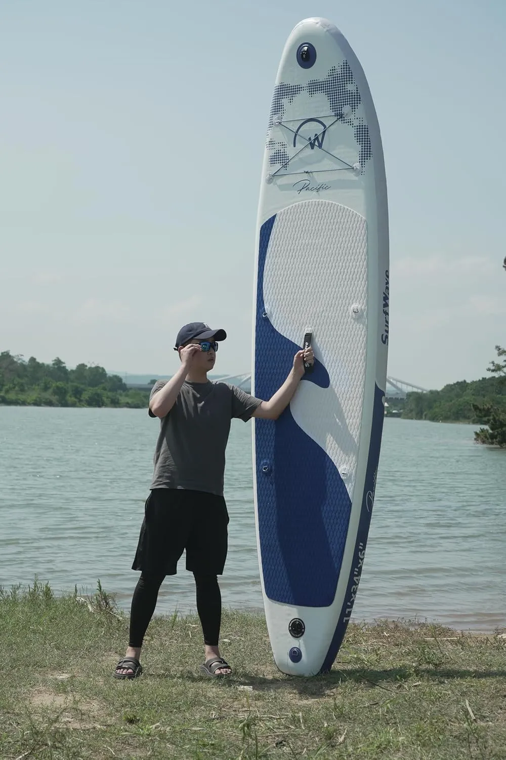 11'x34 x6 Inflatable Stand Up Paddle Board, 2-in-1 Paddle for Adults w/a Wide, Smooth and Non Slip Deck, with Complete Accessories, Stand Up Paddle Board Polar/Wave/Sunny Wave