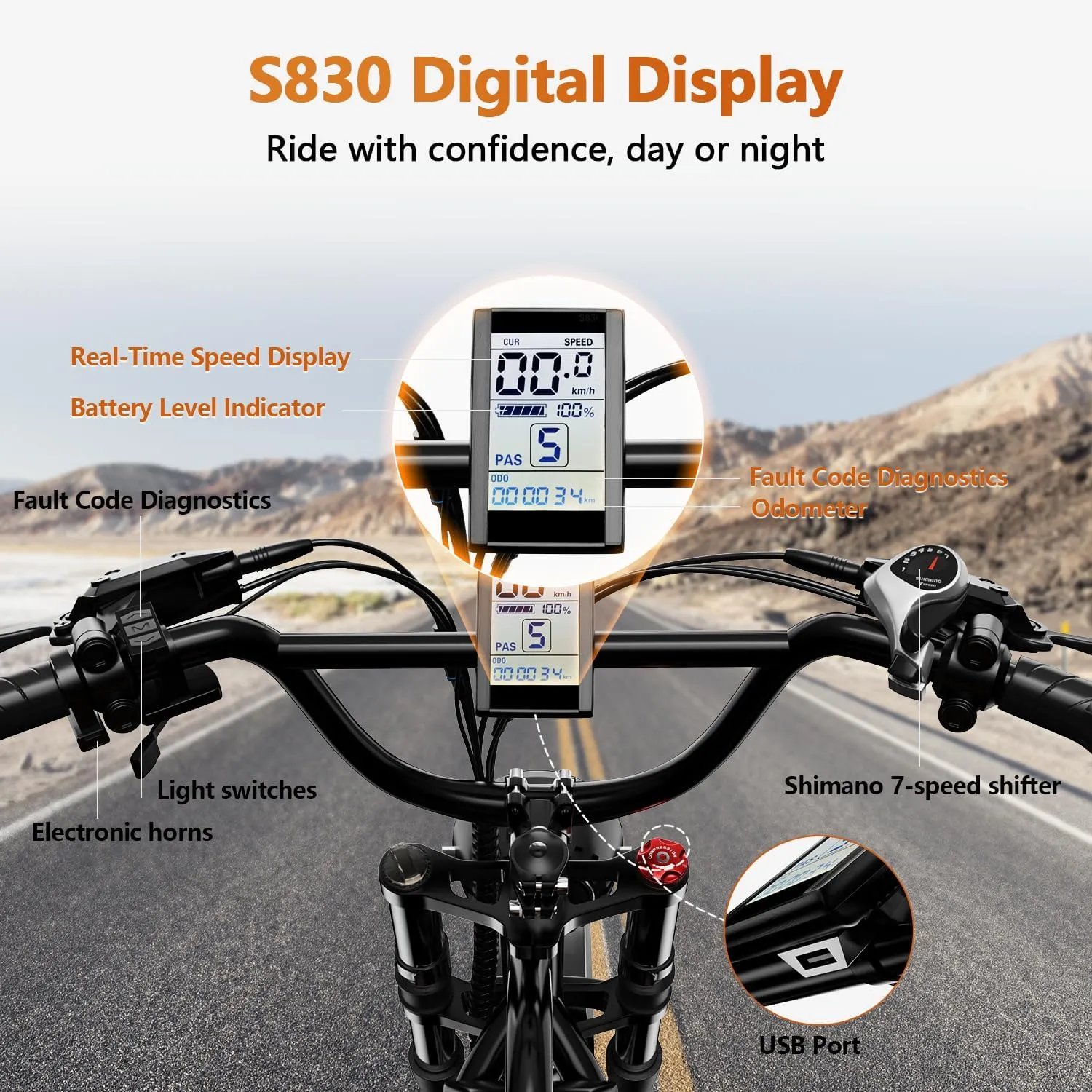 2000W/3000W Peak Single/Dual Motor Electric Bike for Adults with 48/52V 25/30AH Battery, Fat Tires Mountain E-Bike, Hydraulic Disc Brake Electric Bicycle