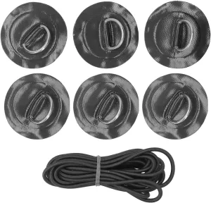 6 Pack D Ring Pad, Circular PVC Patch Kit with a Bungee Cord for Inflatable Boat Raft Kayak Dinghy Deck Surfboard Stand Up Paddleboard Canoe, NO Glue Included