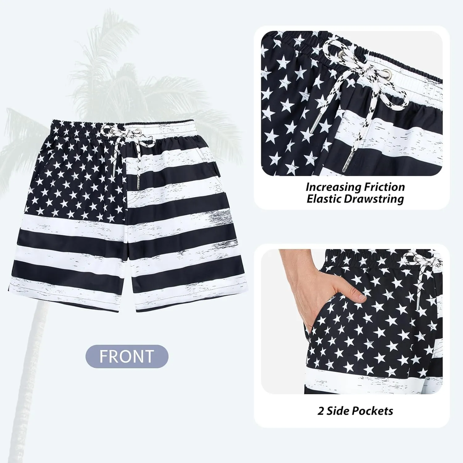 American Trends Mens Swim Trunks with Compression Liner Board Shorts for Men Quick Dry Swimsuits Bathing Suit Swimwear M-XXL