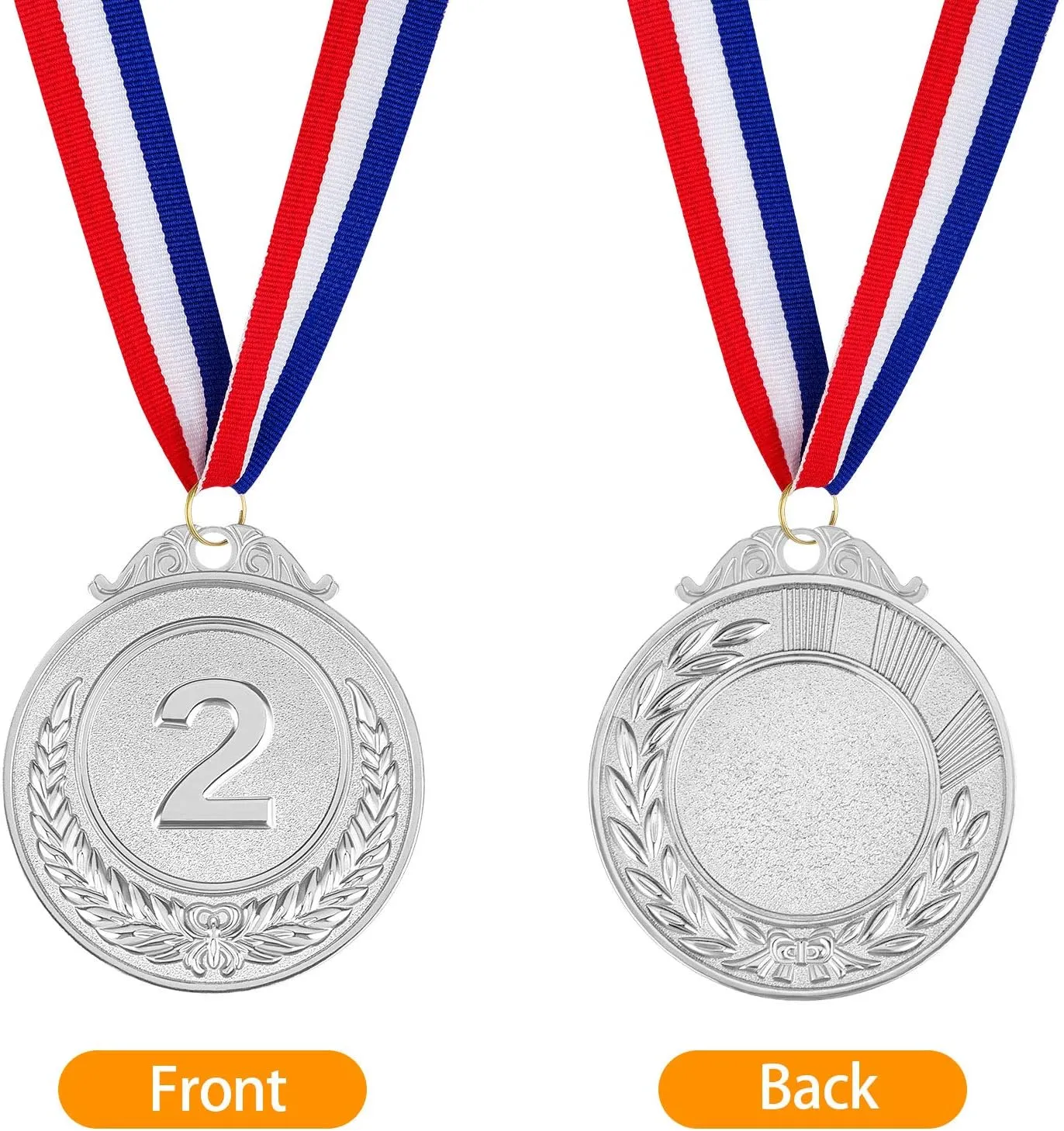 Award Medals 1st 2nd 3rd (Gold, Silver, Bronze) Metal Style Winner with Neck Ribbon, 2 Inches