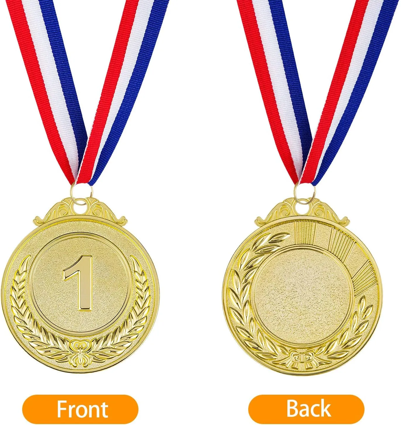 Award Medals 1st 2nd 3rd (Gold, Silver, Bronze) Metal Style Winner with Neck Ribbon, 2 Inches