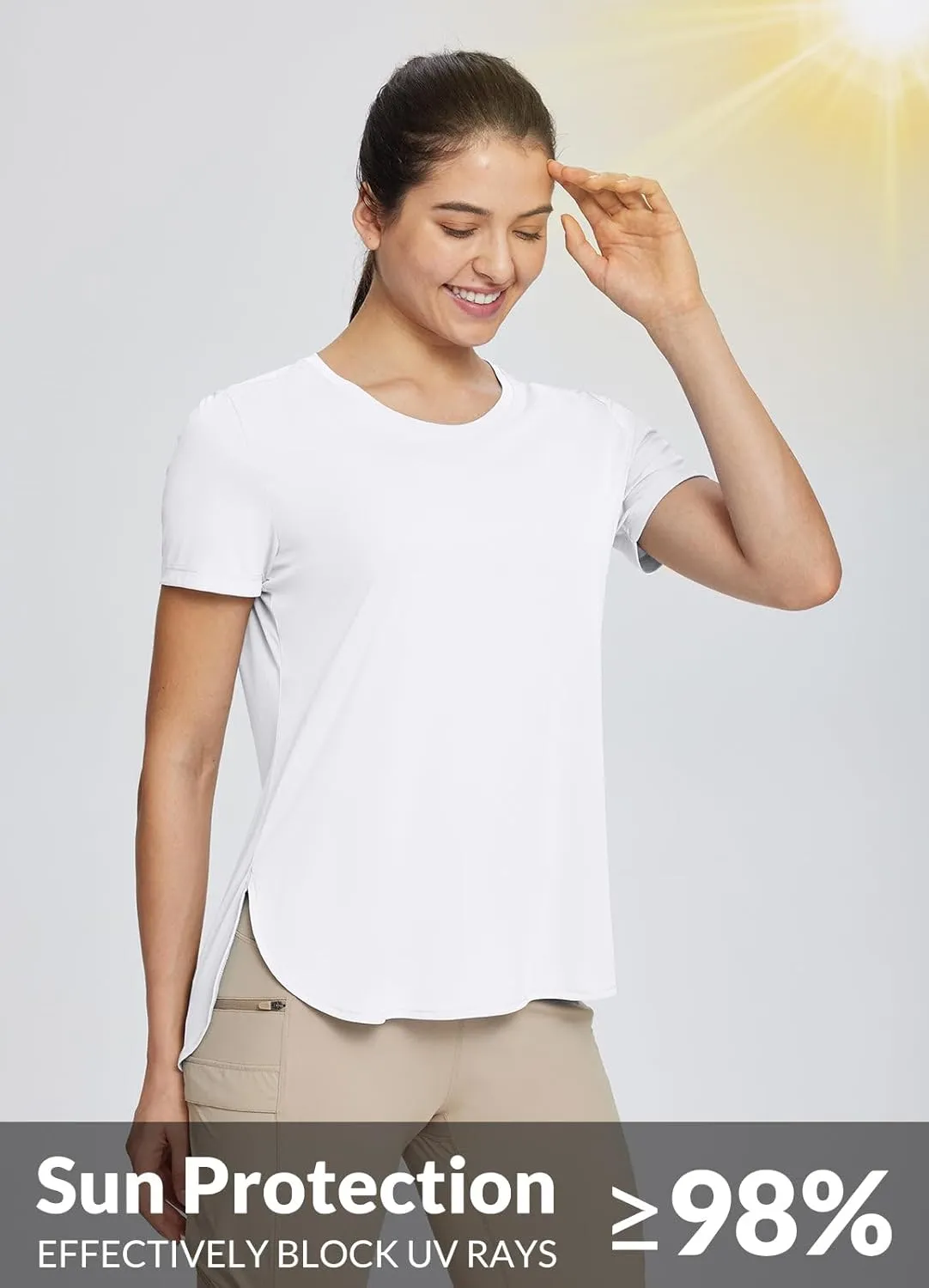 baleaf Women's Workout Tops Shirts UPF50  Sun Shirt Short Sleeve Quick Dry UV Protection Athletic Tee