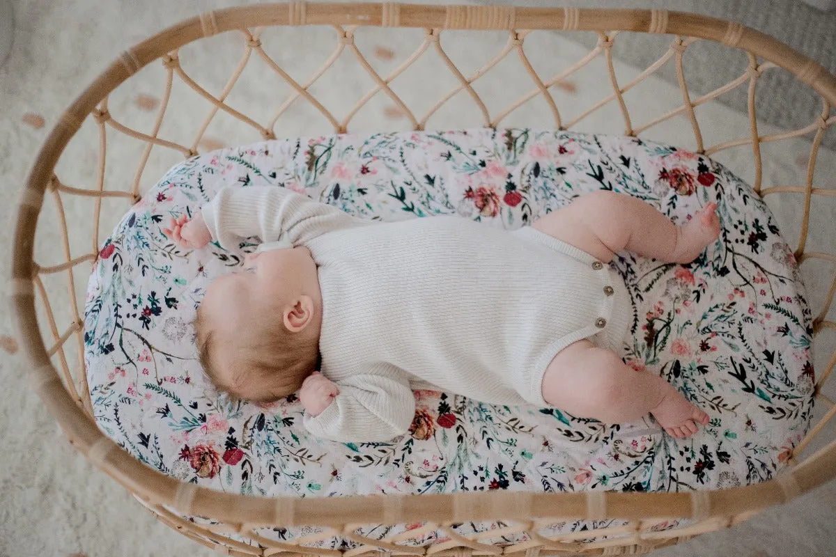 Bambella Designs Waterproof Bassinet Sheet/Change Mat Cover | Wildflowers