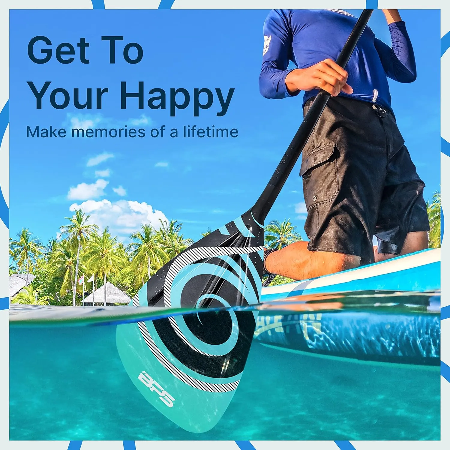 BPS New Zealand 2-Piece Adjustable Stand-up Paddle Board Paddle, Carbon Fiber or Fiberglass Shaft Comes with Carrying Paddle Bag