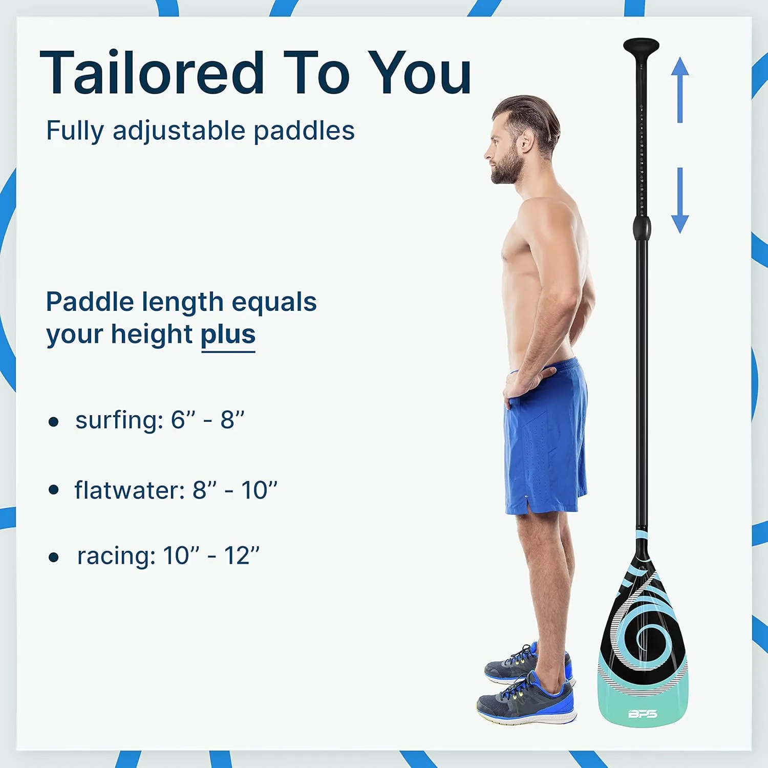 BPS New Zealand 2-Piece Adjustable Stand-up Paddle Board Paddle, Carbon Fiber or Fiberglass Shaft Comes with Carrying Paddle Bag