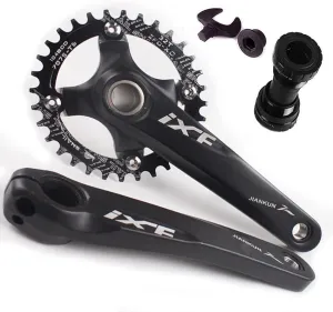 BUCKLOS IXF 104 BCD 30-52T Mountain Bike Crankset -Hollow Integrated MTB 170mm Crank Set- Aluminum Alloy Bike Crankset with Narrow Wide Tooth Chainring Bottom Bracket Bolts (Black/Red)