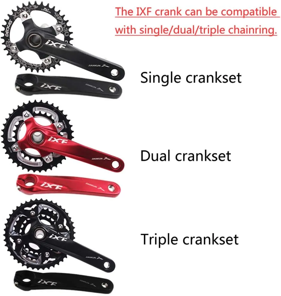 BUCKLOS IXF 104 BCD 30-52T Mountain Bike Crankset -Hollow Integrated MTB 170mm Crank Set- Aluminum Alloy Bike Crankset with Narrow Wide Tooth Chainring Bottom Bracket Bolts (Black/Red)