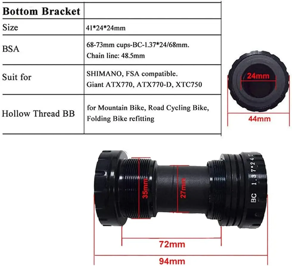 BUCKLOS IXF 104 BCD 30-52T Mountain Bike Crankset -Hollow Integrated MTB 170mm Crank Set- Aluminum Alloy Bike Crankset with Narrow Wide Tooth Chainring Bottom Bracket Bolts (Black/Red)