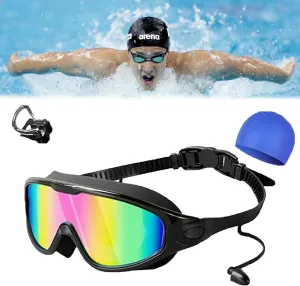 Cosmic Goggles, Favorabler Goggles with Earplugs, Hd Children's Large Frame Waterproof and Anti-Fog Swimming Goggles