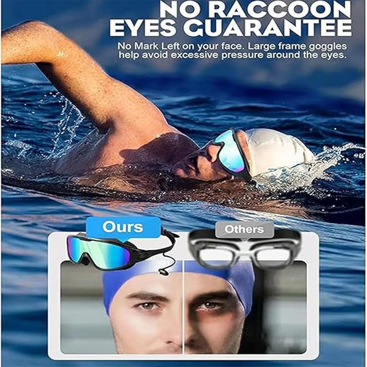 Cosmic Goggles, Favorabler Goggles with Earplugs, Hd Children's Large Frame Waterproof and Anti-Fog Swimming Goggles
