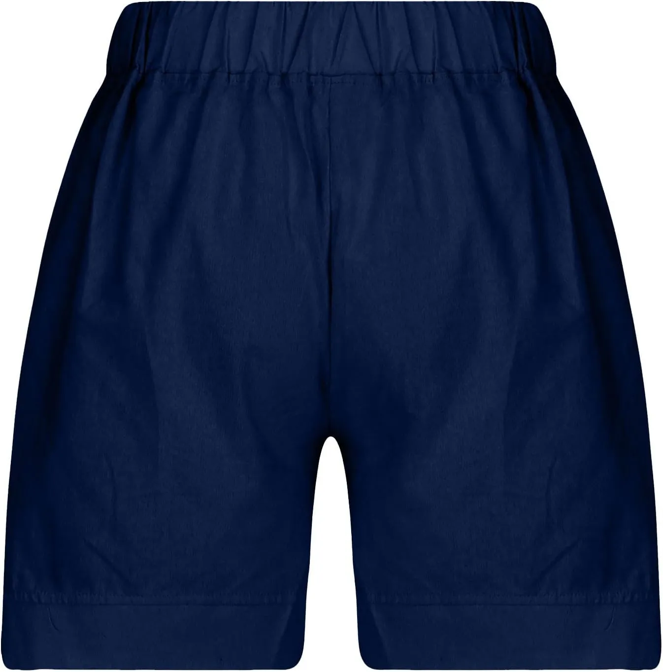 Cotton Shorts for Women Casual 7 Inch Inseam Shorts Summer Elastic Waist Short Vacation Beach Outfits with Pockets