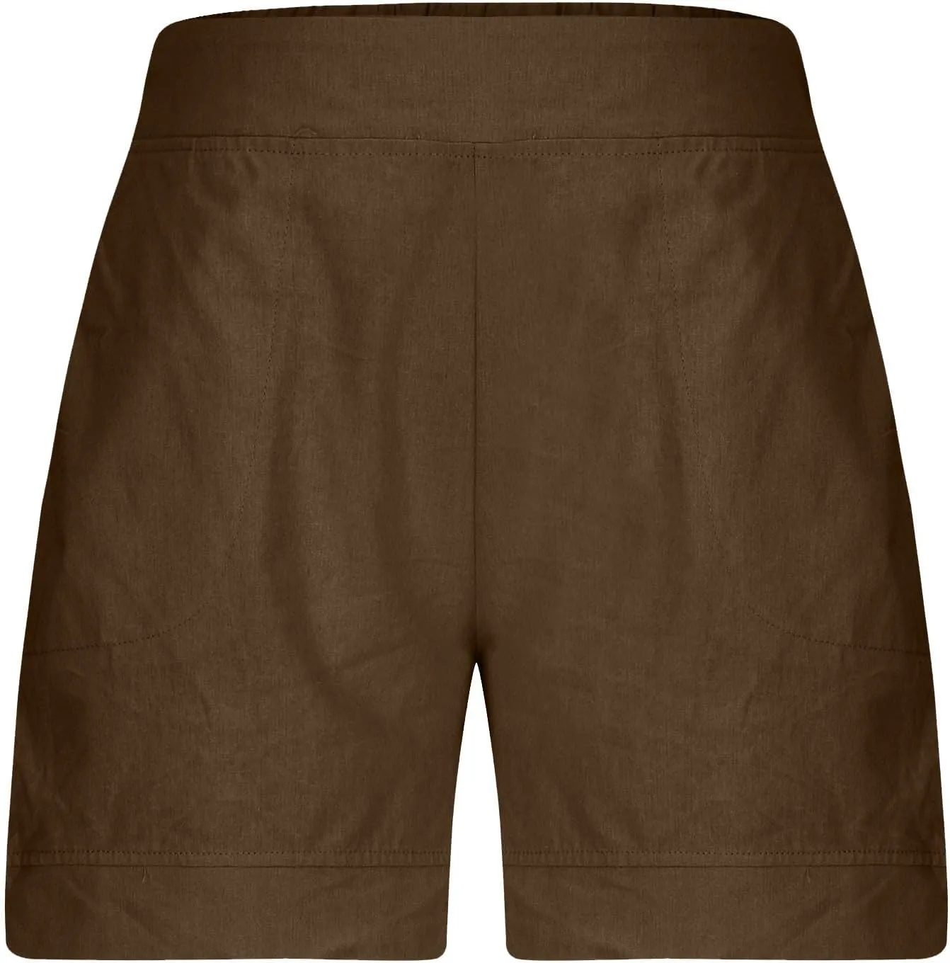 Cotton Shorts for Women Casual 7 Inch Inseam Shorts Summer Elastic Waist Short Vacation Beach Outfits with Pockets