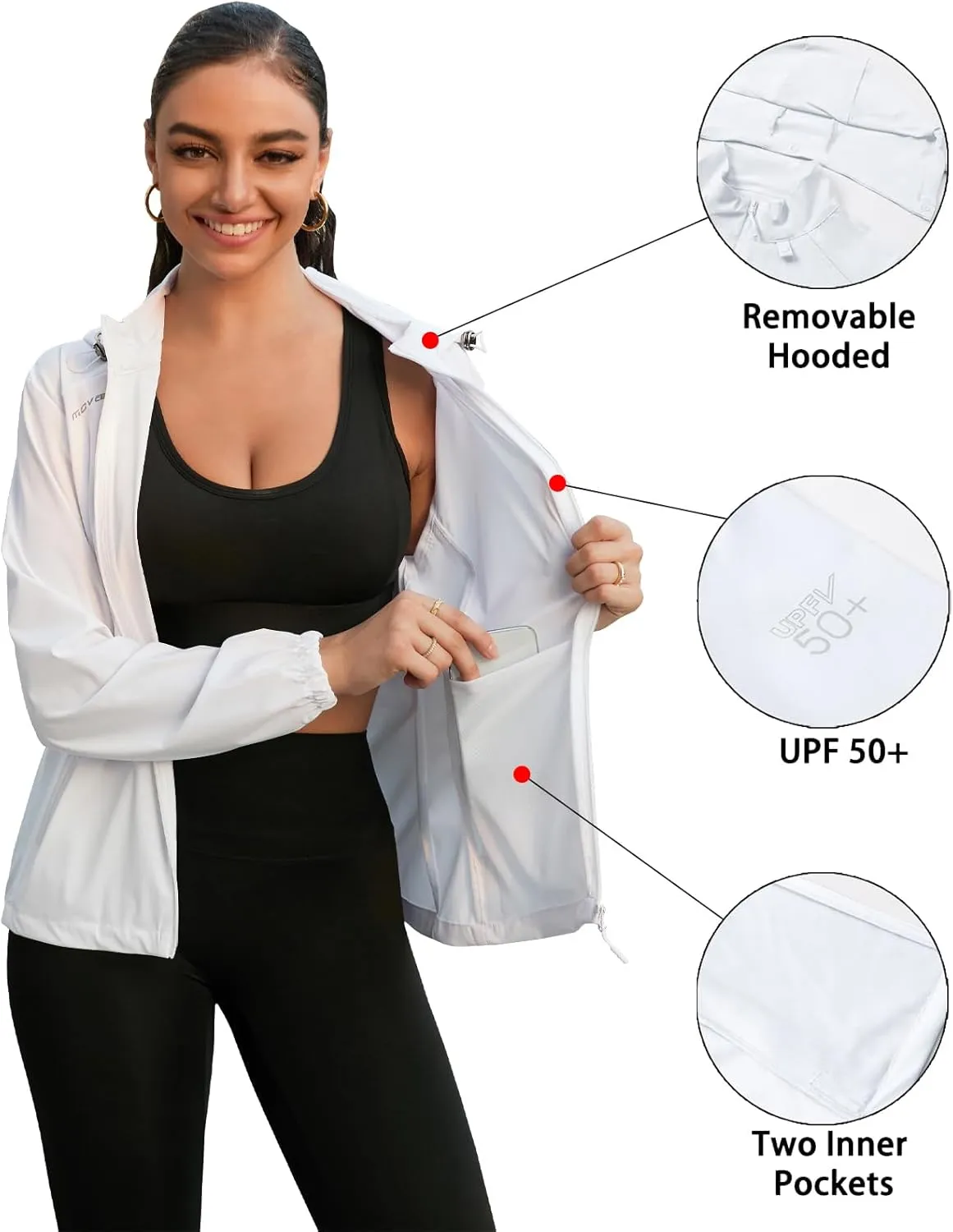 Cromoncent Women's UPF 50  Sun Protection Jacket Hooded Cooling Shirt for Women with Pocket