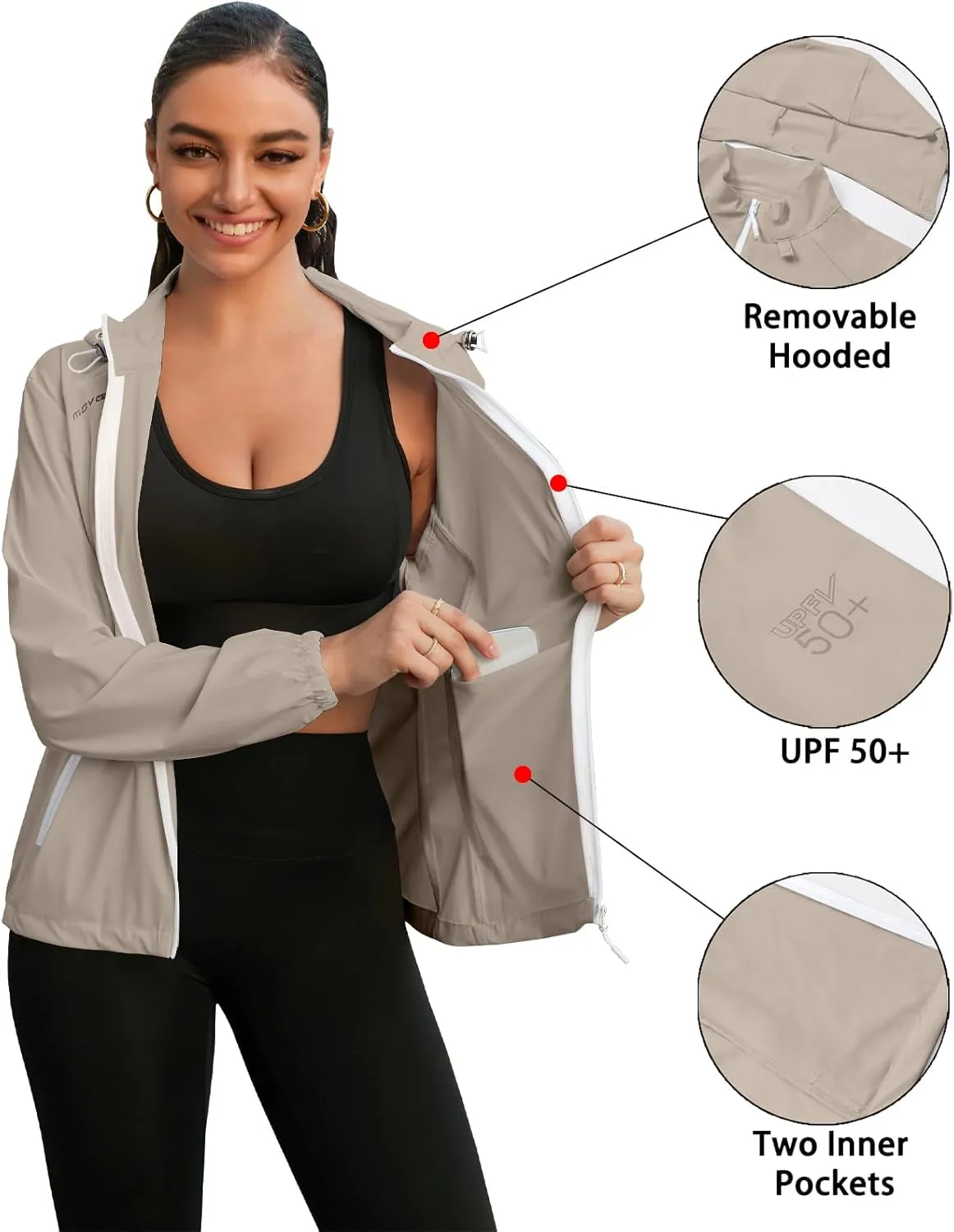 Cromoncent Women's UPF 50  Sun Protection Jacket Hooded Cooling Shirt for Women with Pocket
