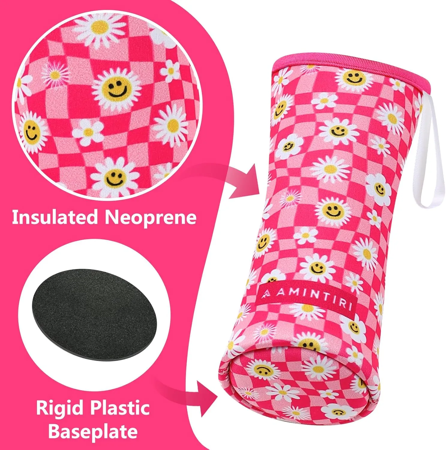Cute Sleeve Compatible with 22oz 32oz Cirkul Plastic & Stainless Steel, Neoprene Insulator Sleeve for Cirkul, Sleeve for Cirkul with Convenient Handle Strap