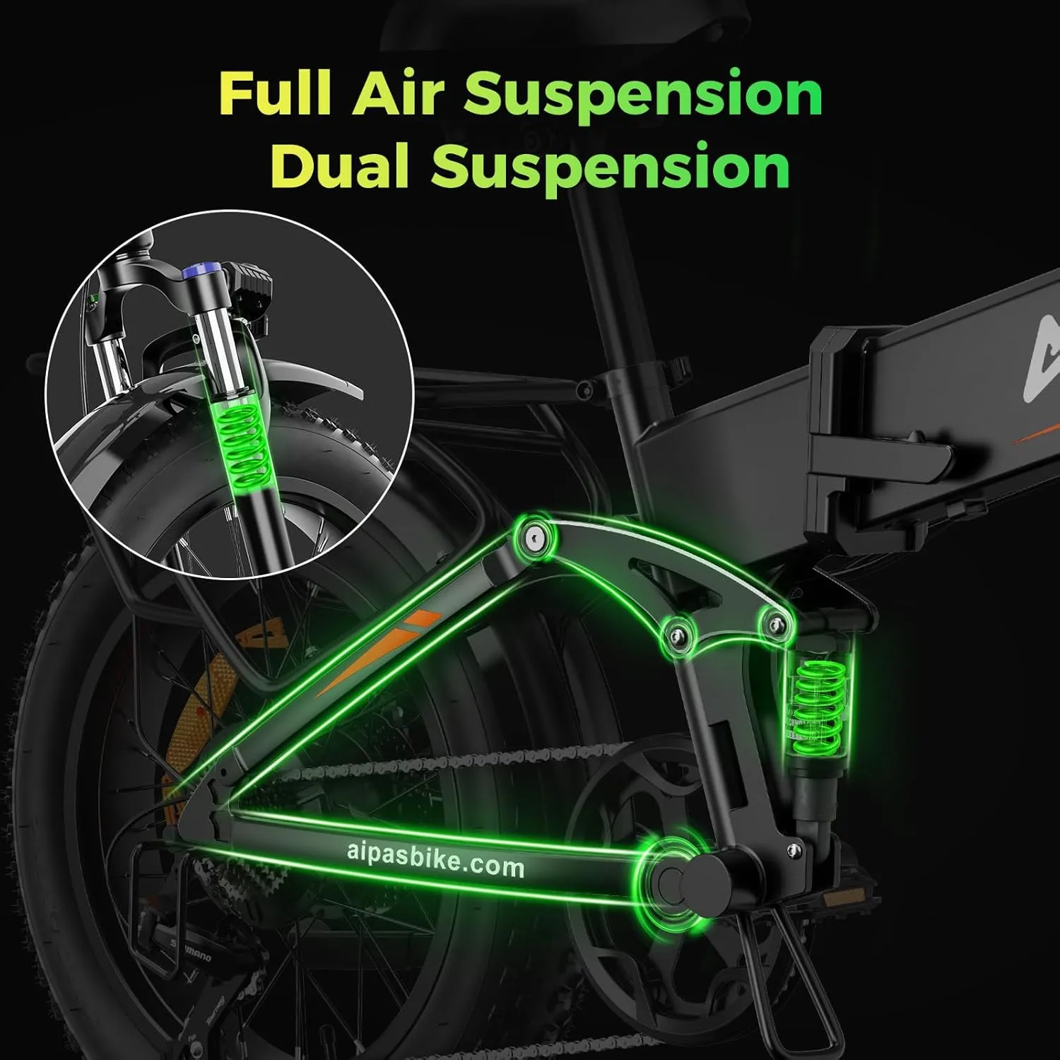 F3 Electric Bike for Adults with 1500W Motor Peak, 48V 14Ah Removable Battery Max 74 Miles 28MPH,20" x 3.0 Fat Tire Folding Electric Bike with 7-Speed and Full Suspension.