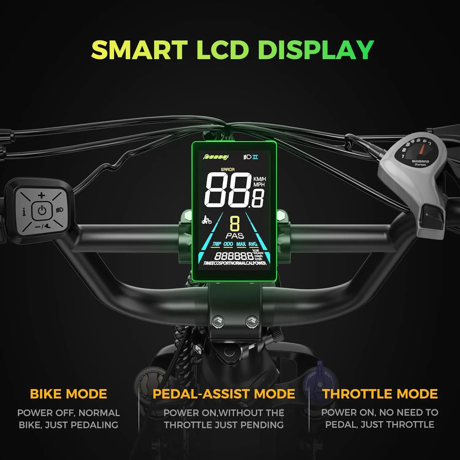 F3 Electric Bike for Adults with 1500W Motor Peak, 48V 14Ah Removable Battery Max 74 Miles 28MPH,20" x 3.0 Fat Tire Folding Electric Bike with 7-Speed and Full Suspension.