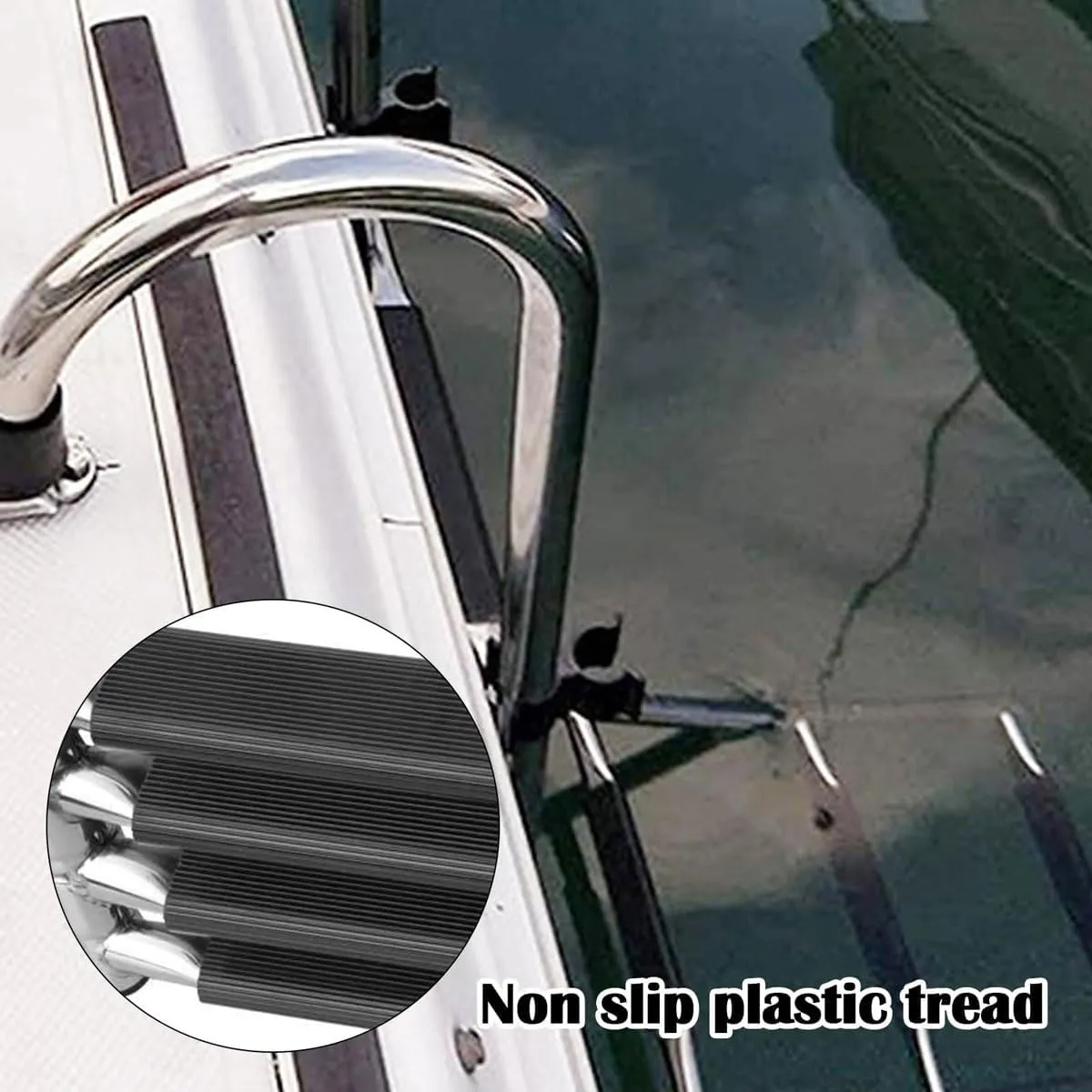 Foldable Swimming Pool Dock Ladder,3/4-Step Stainless Steel Telescoping Boat Ladder with with Pedal Hand Railing,Heavy Duty Boat Boarding Ladder,for Marine Yacht, Dock, Pontoon, Swimming Pool(3-step)