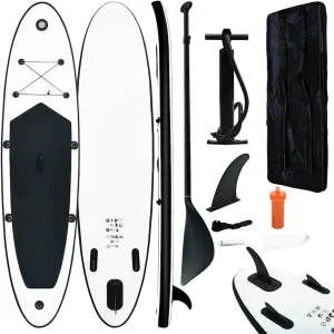 Inflatable Stand Up Paddle Board Set High-Pressure, Puncture-Proof Design, Black and White