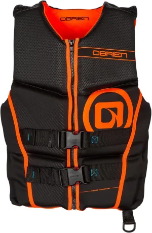 O'Brien Flex V-Back Life Jacket  Coast Guard Approved Adult Life Vest with Flex Fit Design, Lightweight Foam & Front Zip Closure for Watersports, Boating, and Jet Skiing