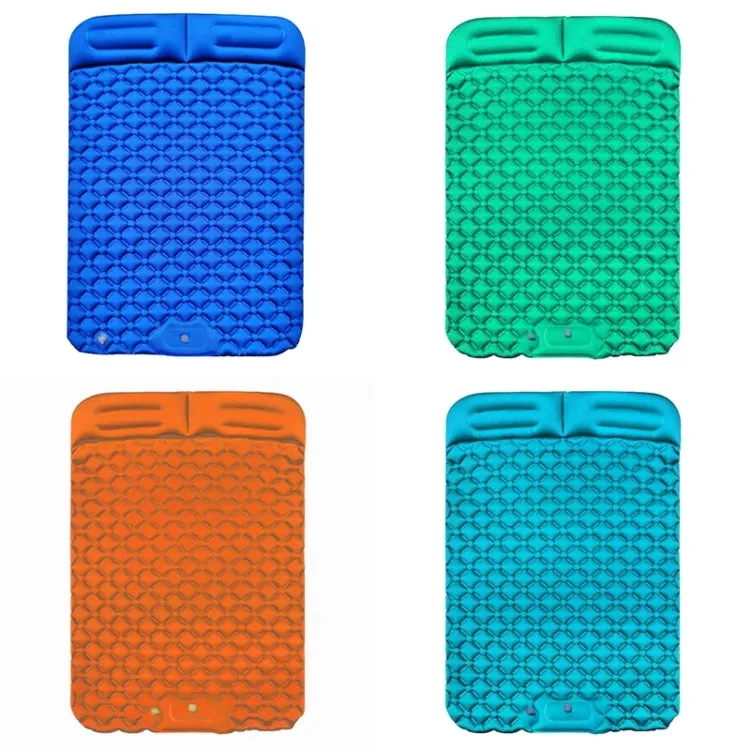 Outdoor Camping, Fishing, and Beach Inflatable Double Cushion Bed, Portable TPU, 76.8 x 46.9 x 6.3 inches (Emerald)