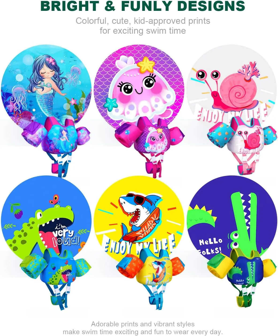 Toddler Swim Vest for 3-5,6,7,8,9 Years Old, Puddle Swim Jumper 20-30-50,60,70 Pounds, Kids Pool Float Jacket with Swimming Arm Floaties - Water Wings for Swimmies, Children, Boys, Girls, nios