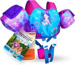 Toddler Swim Vest for 3-5,6,7,8,9 Years Old, Puddle Swim Jumper 20-30-50,60,70 Pounds, Kids Pool Float Jacket with Swimming Arm Floaties - Water Wings for Swimmies, Children, Boys, Girls, nios