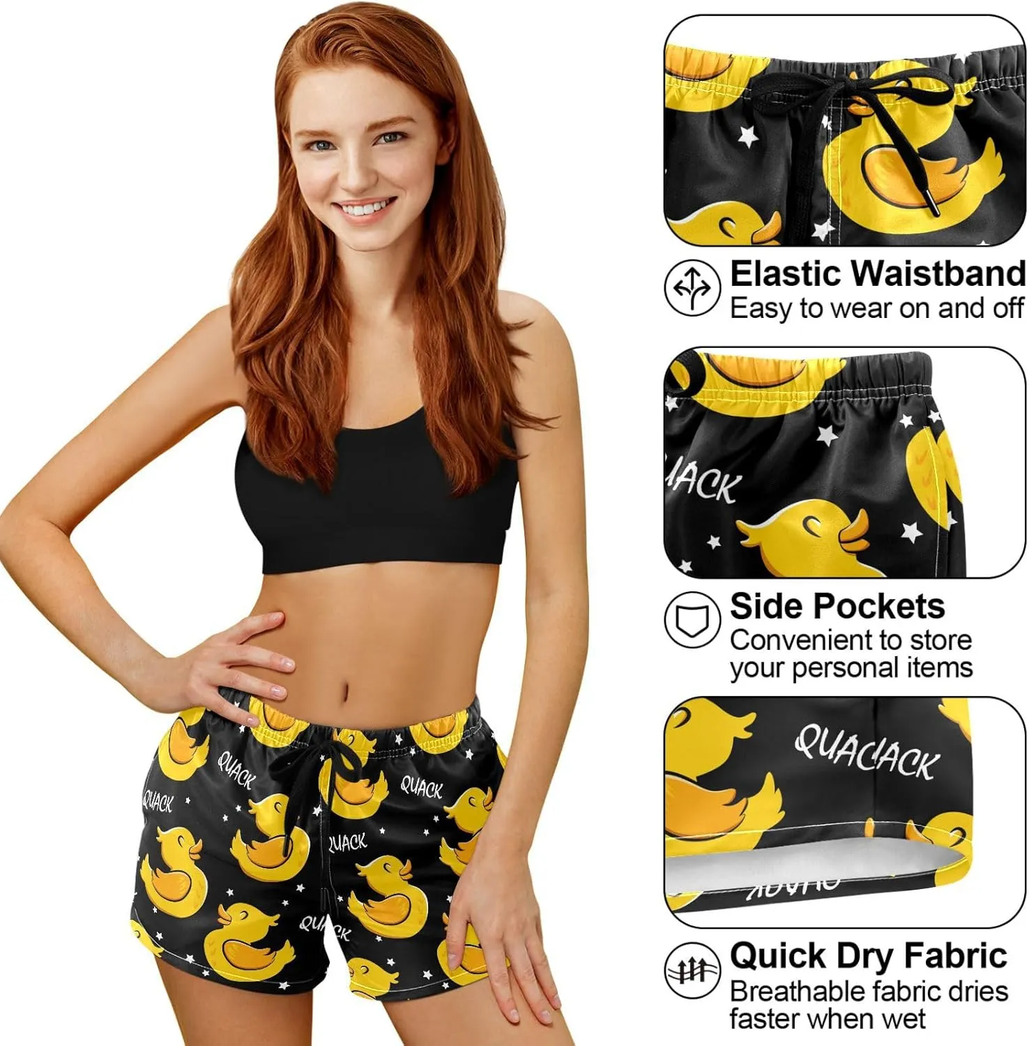 visesunny Women's Board Shorts Floral Beach Swim Shorts Swim Trunks