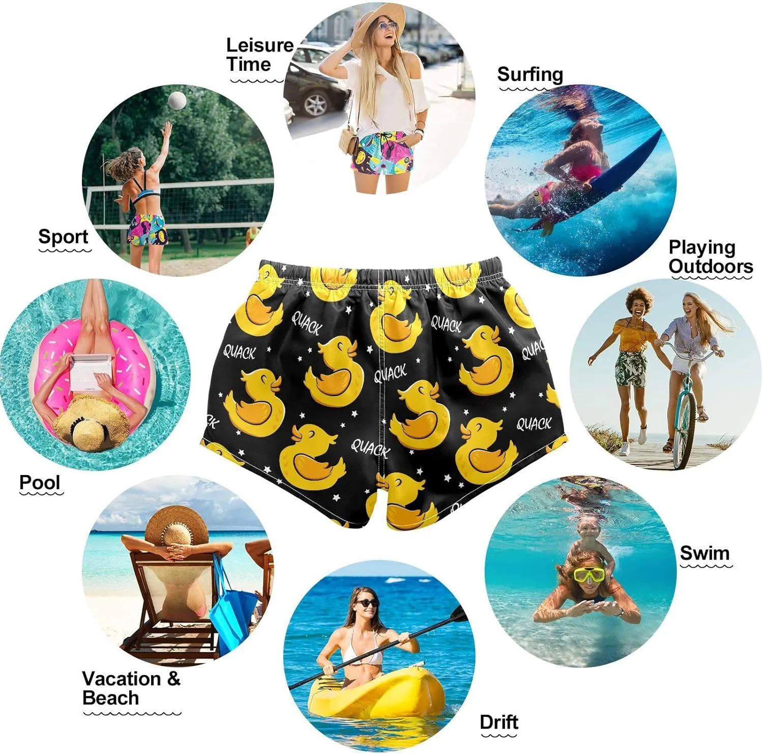 visesunny Women's Board Shorts Floral Beach Swim Shorts Swim Trunks