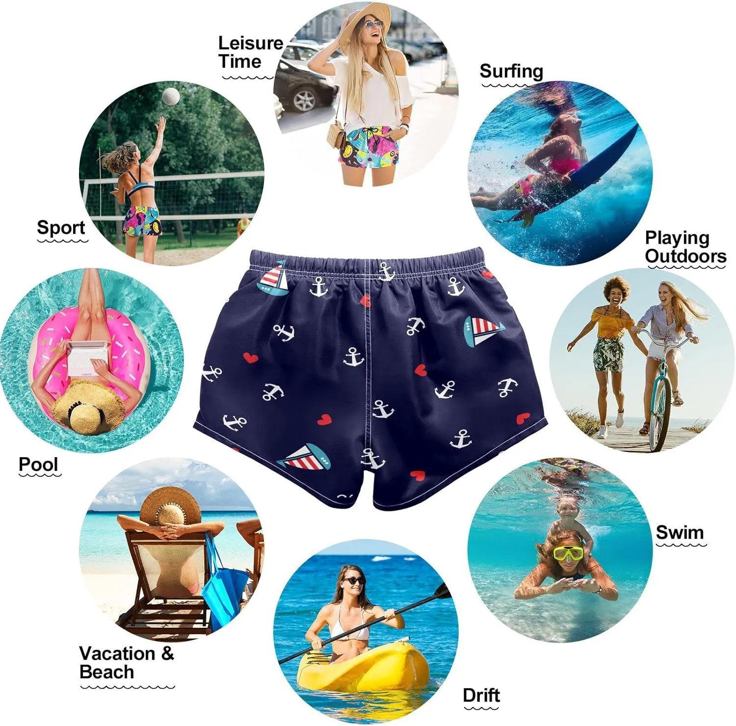 visesunny Women's Board Shorts Floral Beach Swim Shorts Swim Trunks