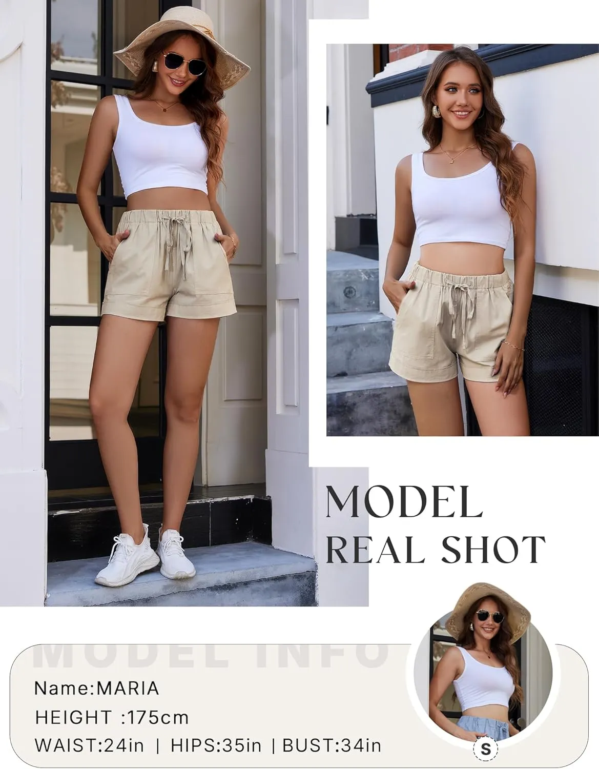 Womens Elastic Waist Drawstring Shorts Summer Lightweight Beach Shorts Comfy Casual Short Pants with Pockets