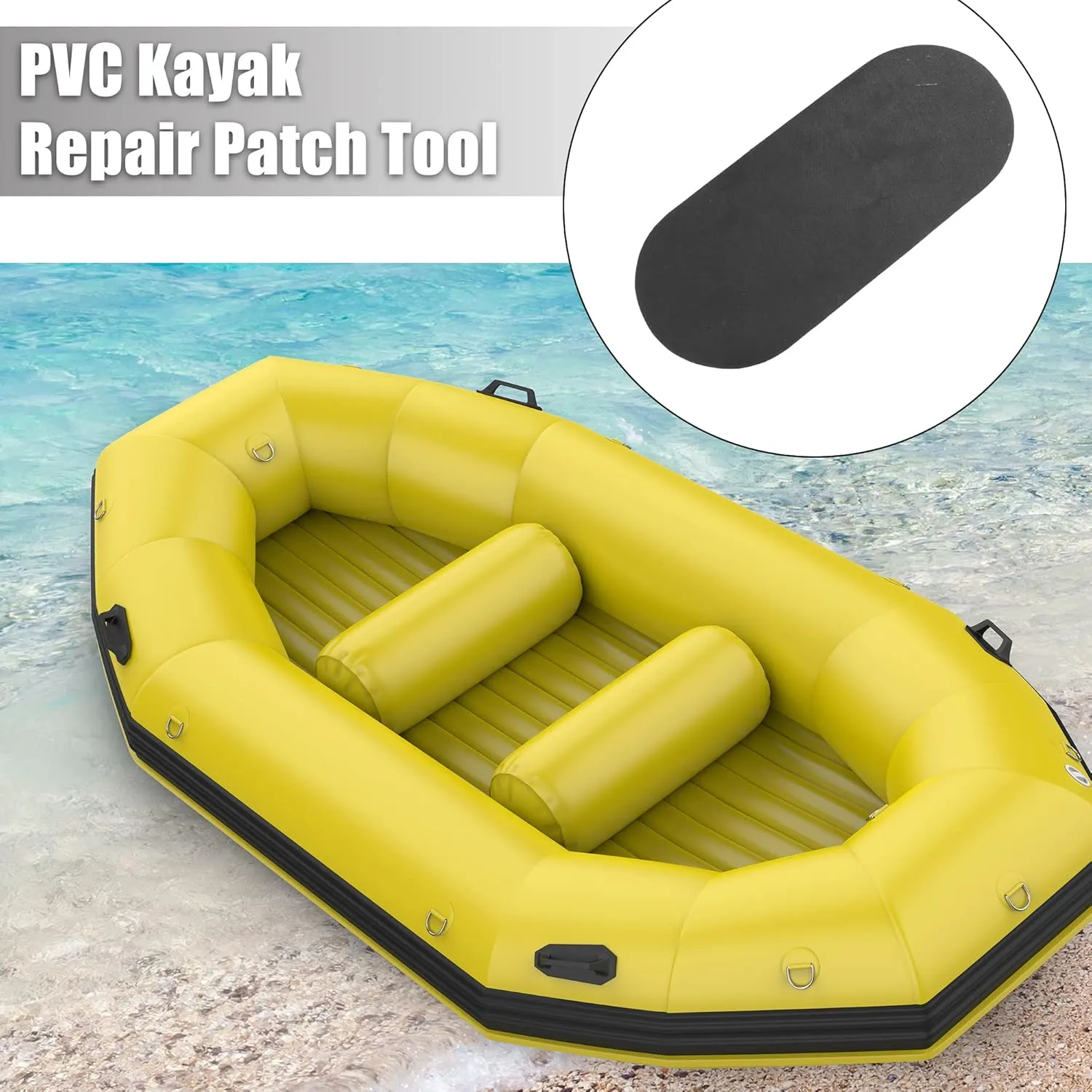 X AUTOHAUX 3pcs PVC Repair Patches with Glue Professional Inflatable Boat Kayak Repair Kit Inflatable Boats Rubber Boats Canoe